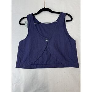 Linen Crop Top Split Back Sleeveless Whimsigoth Goth Rare Purple Medium